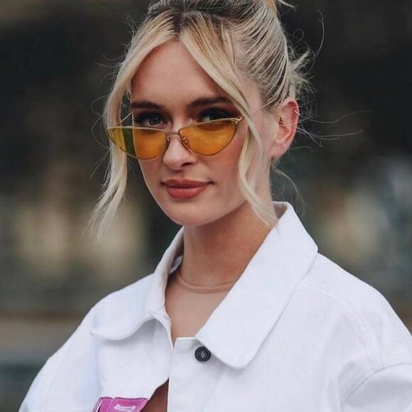 Dior MISSDIOR B1U B0H0 Sunglasses Gold Cat Eye Frame, Yellow Lenses - Picture 1 of 12